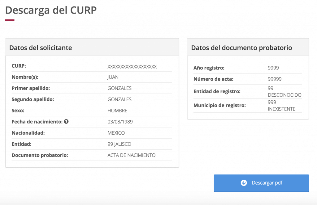 Obtener tu CURP en internet